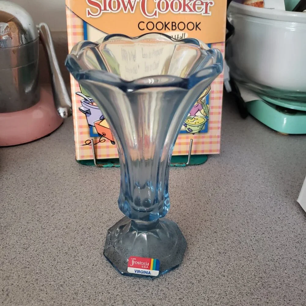 Vintage Fostoria Blue   Glass Vase